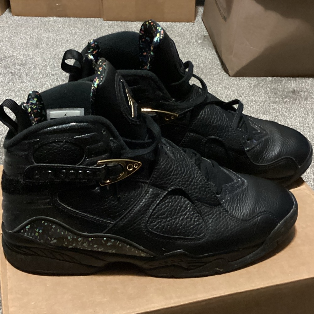 Nike Black Athletic Shoes with Gold and Multicolor Details